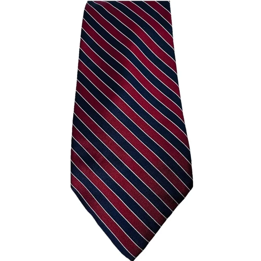 Etienne Aigner Navy Red Collegiate Diagonal Stripe Tie 3.75 x 58 Preppy Classic